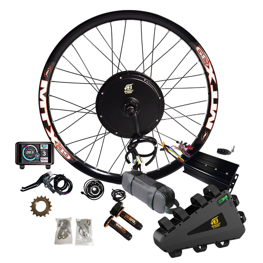 3000W High Power E - Bike Conversion Kit (With Remote Key 15mph, Surron throttle, Battery) - Boost Lion